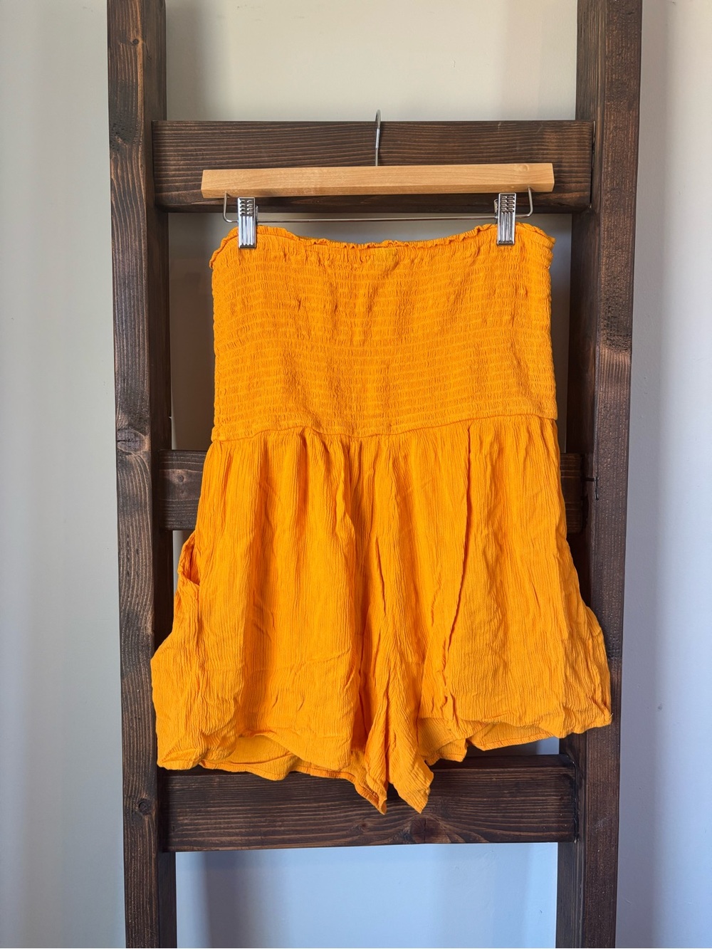 wild fable Orange Smocked Waist Romper